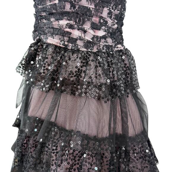 Masquerade Strapless Black Lace Pink Sweetheart Y2K Prom Dress Steampunk 11 / 12 - Picture 9 of 16